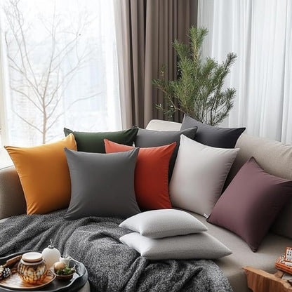 QUORGVES Dark Grey Velvet Pillow Covers 24x24 Inch Set of 2, Soft Solid Decorative Square Throw Pillow Covers, Decor Cushion Covers for Bed Sofa Couch Bedroom Living Room - Dark Gray