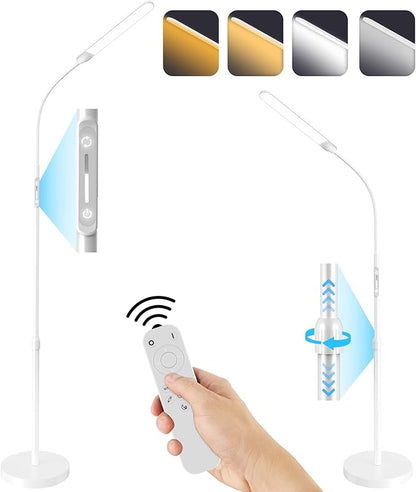 NXONE Led Floor Lamp,Modern Reading Adjustable Standing Height 4 Colors and Stepless Brightness Work Lamp for Living Room Bedroom Reading, White