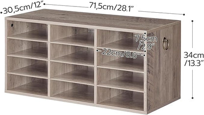 HOOBRO Countertop Mail Sorter Organizer, Wooden Literature Organizer, Student Mailbox for Classroom, Desktop Bill Organizer for Office Home School, 12 Compartments, Greige BG43WF01