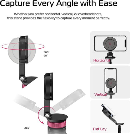 ULANZI 61'' Magnetic Selfie Stick Phone Tripod with Wireless Remote, Extendable Cell Phone Holder Stand, Compatible with MagSafe, Cellphone Tripod for iPhone 17 16 15 14 13 12 and Android Phones
