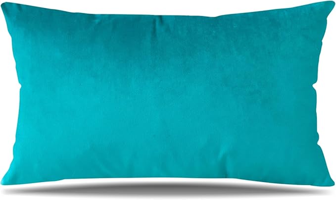 Artscope Luxury Velvet Pillow Covers Super Soft Decorative Square Throw Pillow Covers Case Cushion Covers for Sofa Couch Bedroom Car Decor 12x20 Inch Turquoise