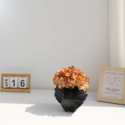 Modern Art Ceramic Coral Flower Vase Home and Office Decoration Sculpture Work Bohemian Decoration Coffee Table Office Bookshelf Living Room Decor (Black)