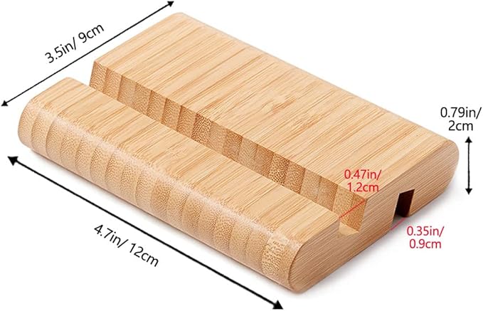Bamboo Cell Phone Stand Wooden Tablet Stand for Desktop, Wood Cell Phone Holder Desk Tablet Holder Mobile Stand for iPhone iPad Tablets and All Phones (Large Size)