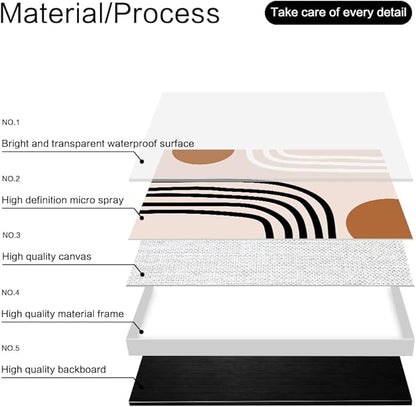 QKF Minimalist Canvas Wall Art Boho Black Brown Beige Line Geometric Abstract Modern Home Decorative Painting Bedroom Living Room Pictures Office Poster 3 Piece Set 16“X 24”