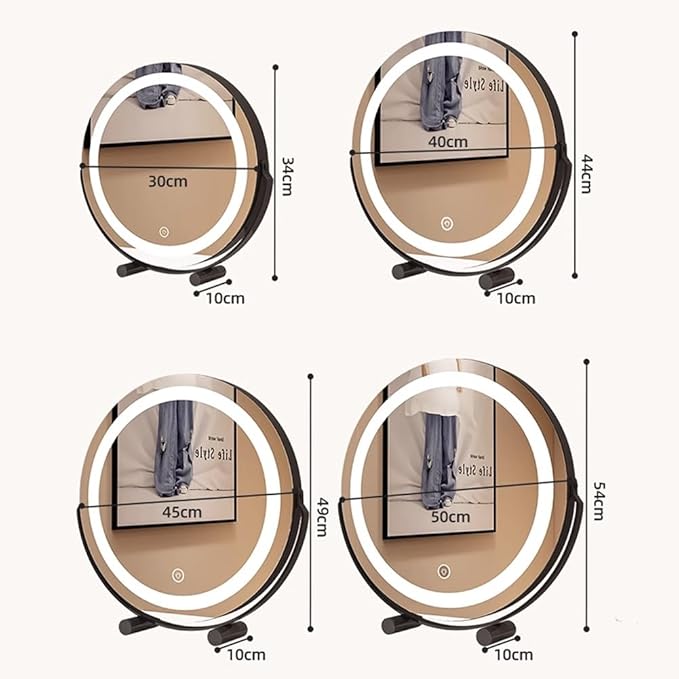 FERKAP Tabletop Vanity Mirror with Lights Lighted Makeup Mirror Touchscreen Control 3 Color Lighting Modes 360°Rotation High Definition Lighted Up Mirror (Color : White, Size : 19.7"X21.3")