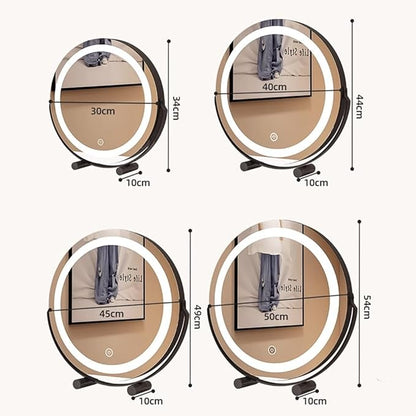FERKAP Tabletop Vanity Mirror with Lights Lighted Makeup Mirror Touchscreen Control 3 Color Lighting Modes 360°Rotation High Definition Lighted Up Mirror (Color : White, Size : 19.7"X21.3")