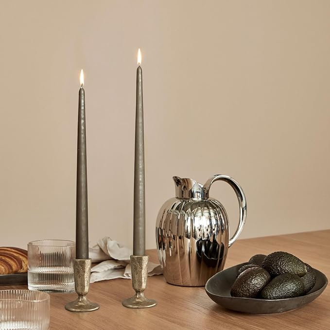 Handcrafted Antique Brass Iron Taper Candle Holders - Set of 2 Elegant Candlesticks for Weddings, Dining, and Parties, Timeless Décor Accent