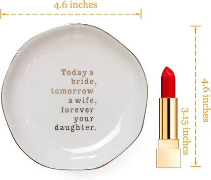 Mother of Bride Ring Dish,Weeding Gifts for Mom from Daughter-Jewelry Dish Tray-Ceramic White