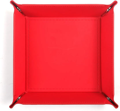 siduater Valet Tray Desktop Storage Organizer – Vegan Leather Catchall Tray Bedside Vanity Tray Nightstand Caddy Holder for Remote Controller, Watch, Keys, Phone, Wallet, Coin, Jewelry, Red