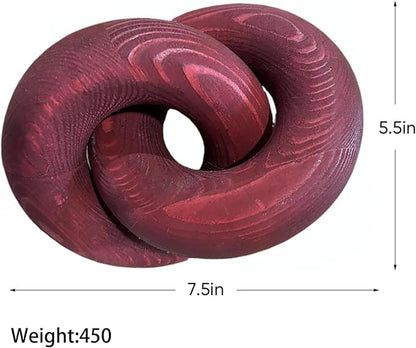 Wood Knot Décor-2 Link Wooden Chain Link Home Decor,Coffee Table Decor Book Shelf Decor Accents Art Decor Living Room Decor Items (Wine Red), 19cm*15cm, SDJ-WD-2L US FBA