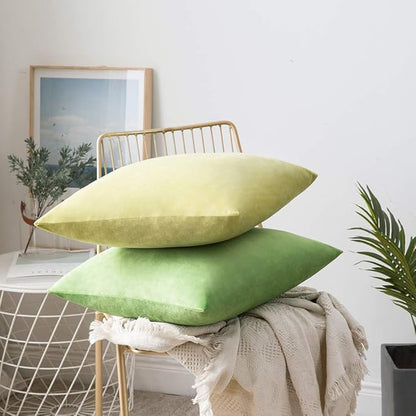 MIULEE Velvet Throw Pillow Covers 18x18 Inch, Pack of 2 - Lime Green, Soft Solid Decorative Pillow Covers Cushion Cases Modern Luxury Home Decor for Spring Couch Sofa Bedroom Livingroom