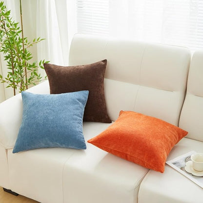 Sunday Praise Set of 2 Soft Chenille Cozy Throw Pillow Covers 20x20 Inch Solid Decorative Cushion Cases Farmhouse Accent Square Pillow Case for Couch Sofa Chair Bed Living Room Home Decor,Dusty Blue