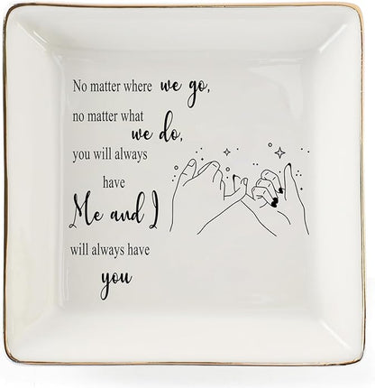 HOME SMILE Ceramic Ring Dish Jewelry Tray for Mom Sister Friends