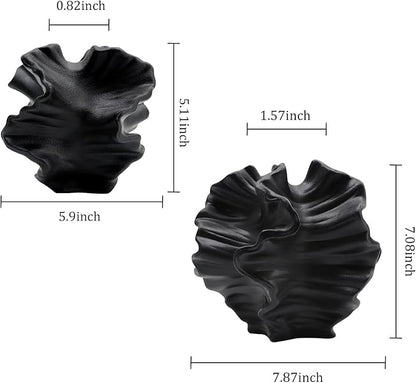 Ceramic Vase - Set of 2 for Home Decor,Black Flower Shape Pampas Vases Minimalist Nordic Boho Style for Modern Farmhouse Decor, Living Room、 Kitchen、Mantle、Bedroom、Dining Table、Office