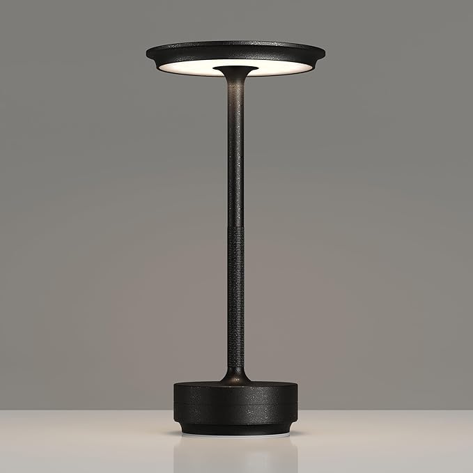 1 Pack Rechargeable Table Lamps Cordless, Portable 5000mAh Outdoor Table Light, 3 Color Stepless Dimming LED Table Lamp with Memory Function, for Home/Dinner/Patio/Restaurant.(Diamond Black)