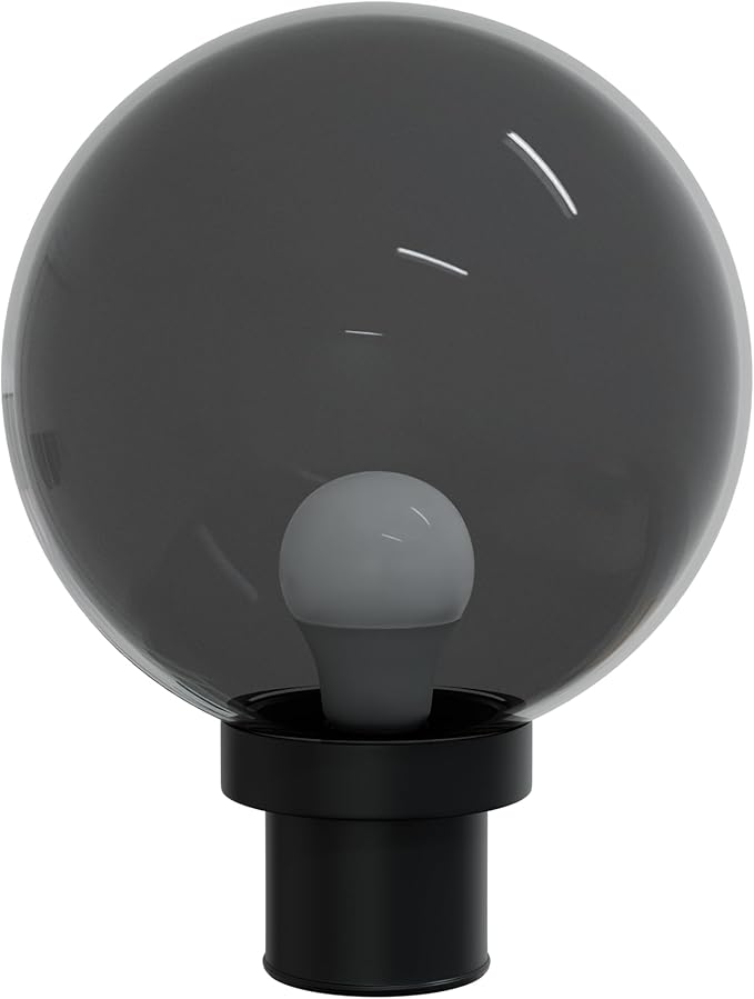 KASTLITE Lamp Post Globe Combo Lighting Fixture | 10" Smoke Acrylic Lens with Black Fitter & Twist Lock Mounting | Fits 3" Diameter Posts (Not Included) | Comes with with 5000K LED Bulb