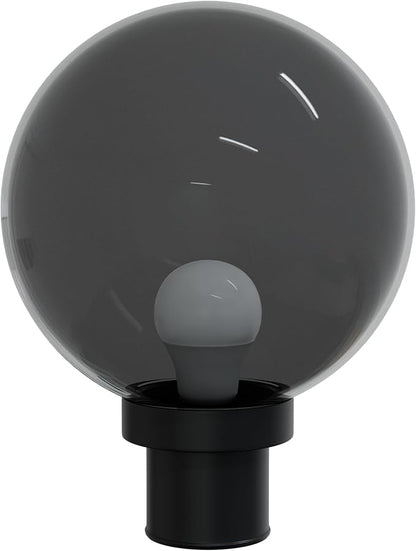 KASTLITE Lamp Post Globe Combo Lighting Fixture | 10" Smoke Acrylic Lens with Black Fitter & Twist Lock Mounting | Fits 3" Diameter Posts (Not Included) | Comes with with 5000K LED Bulb