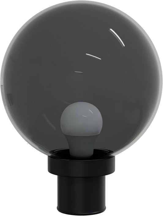KASTLITE Lamp Post Globe Combo Lighting Fixture | 10" Smoke Acrylic Lens with Black Fitter & Twist Lock Mounting | Fits 3" Diameter Posts (Not Included) | Comes with with 5000K LED Bulb