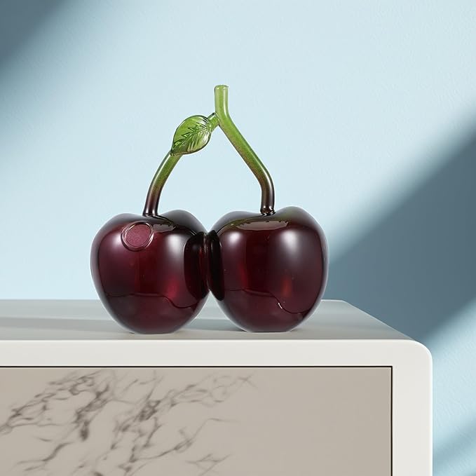 Garneck Glass Cherry Hydroponic Bud Vase Small Flower Vase for Home Décor and Office Floral Arrangements