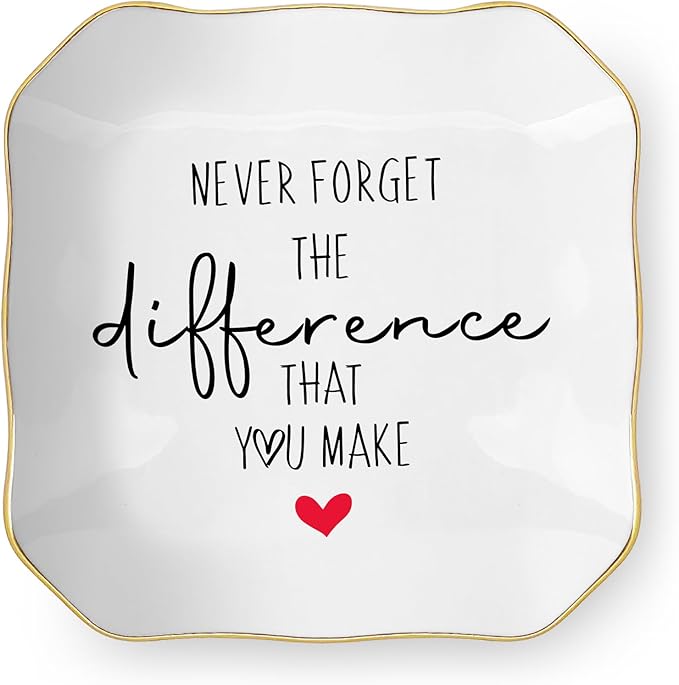 Thank You Gifts for Woman, Ceramic Jewelry Dish Tray, Trinket Dish, Retirement Farewell Going Away Goodbye Teacher Appreciation Gifts for Women Coworker Employee Boss Manager Teacher Nurse