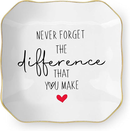 Thank You Gifts for Woman, Ceramic Jewelry Dish Tray, Trinket Dish, Retirement Farewell Going Away Goodbye Teacher Appreciation Gifts for Women Coworker Employee Boss Manager Teacher Nurse