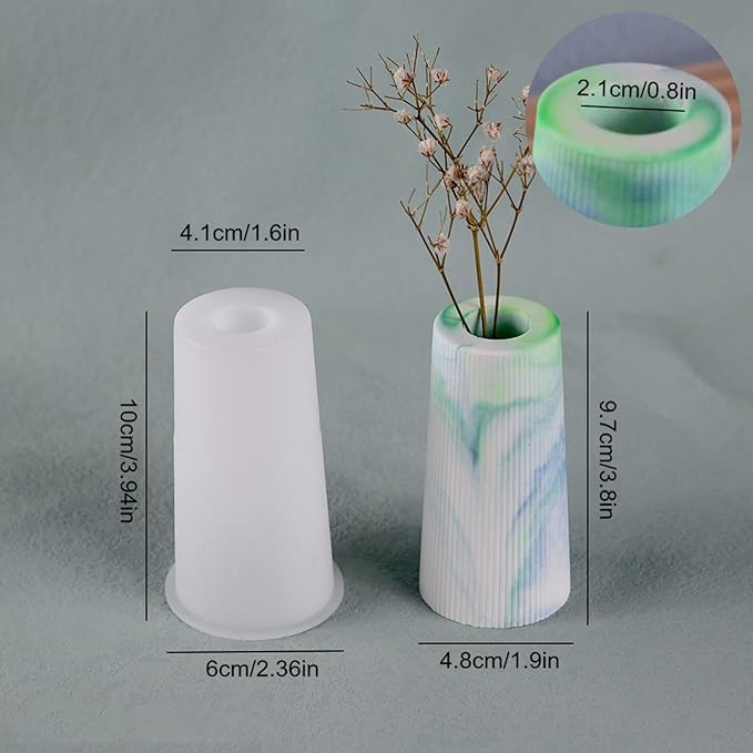 Striped Vase Clay Silicone Mold Succulent Planter Concrete Flower Pot Plaster Cement Mold Epoxy Resin Pen Holder Mould