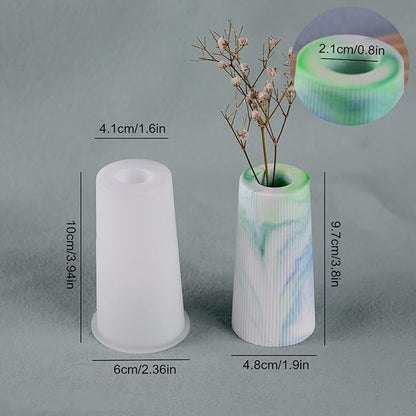 Striped Vase Clay Silicone Mold Succulent Planter Concrete Flower Pot Plaster Cement Mold Epoxy Resin Pen Holder Mould