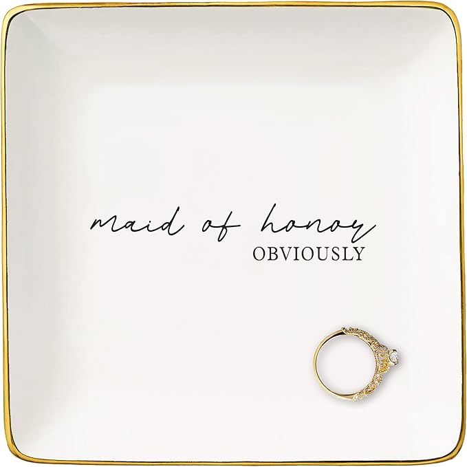 Maid of Honor Proposal Gifts from Bride-Bridesmaid Obviously-Wedding Gift-Bachelorette Party Present for Her Bestie Friend-Ceramic Jewelry Tray Trinket Holder Ring Dish-Will You Be My Maid of Honor