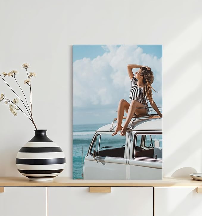 TreeDeal Custom Canvas Prints with Your Photos, Framed 12” x 18” Personalized Pictures Print, Customized Photo to Canvas Wall Art Ideal for Home Decor Gift Wrapping Pets Family Baby Wedding