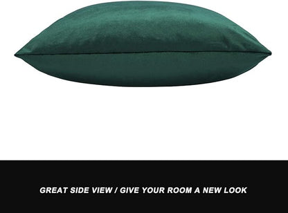 GIGIZAZA Decorative Couch Forest Green Pillow Covers,Set of 2 Throw Pillow Cushion Covers 24x24,Square Sofa Velvet Pillow Cases