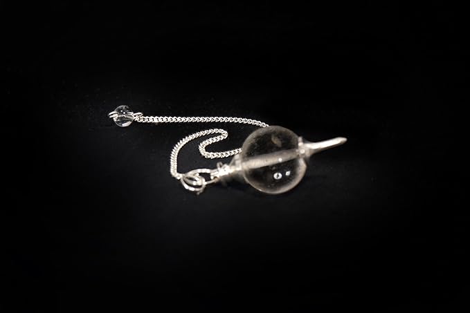 L PEDRA & CRYSTAL Crystal Ball Pendulum – Polished Gemstone Sphere with Chain for Dowsing, Divination, or Decor | Ball-Shaped Crystal Pendant for Energy Work & Display (Crystal Quartz Ball Pendulum)