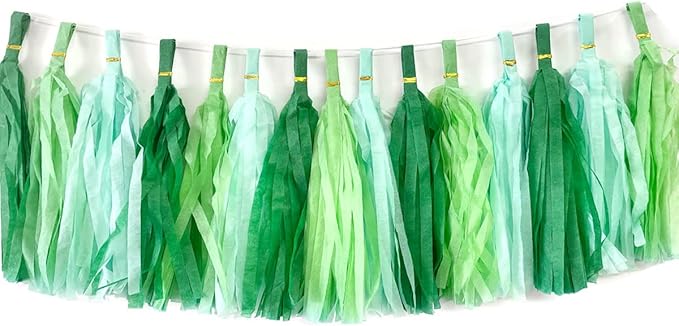 30pcs Paper Tassels Garland Banner Tissue Paper Tassel DIY Hanging Paper Decorations Party Tassel Garland Decor Baby Shower Nursery Wedding Festival Baby Shower Decoration(30, Green kit)