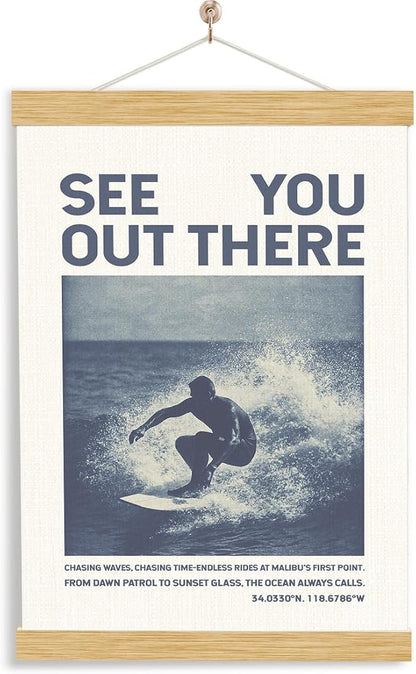 Coastal Canvas Poster, See You Out There Chasing Waves Poster, Vintage Surfing Posters, Wall Decors Art, Beach House Decor, Surfing Lover Home Decor, Bedroom Decoration for Men Boys Teens, 11.8*15.7