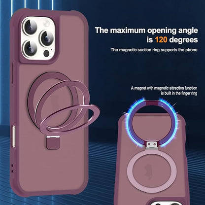 Compatible with iPhone 16 Pro Case with Invisible Magnetic O-Ring Stand Military-Grade Translucent Case for iPhone 16 Pro 6.3" [Compatible with Mag-Safe][Great Grip Feeling], Wine Red