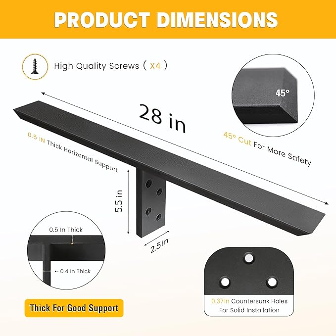 Hidden Countertop Support Bracket 28 Inch 2 Pack Heavy Duty Granite Support Bracket for Kitchen Island Bar Top Countertop