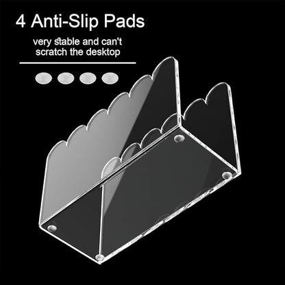 YAGELI 2 Pack 1-Slot Acrylic Mail Organizer for Desktop – Scalloped Clear Document Sorter, Vertical File Holder for Office/Home, Space-Saving Desk Organizer for Letters,Envelope,Bills,Paper
