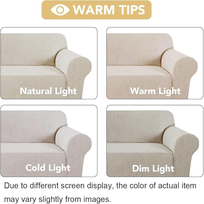 H.VERSAILTEX Stretch Sofa Covers for 3 Cushion Couch Covers Sofa Slipcovers for Living Room Feature Thick Checked Jacquard Fabric with Elastic Bottom, Sofa Large - Island Fossi