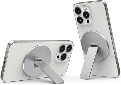 Magtame Magnetic Phone Stand Grip for Magsafe, Utral-Thin Snap-on Phone Kickstand, Holder & Grip, Foldable & Adjustable for Hands-Free Viewing | Compatible with Phone 16 15 14 13 12 Pro,Silver