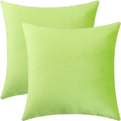 Jeneoo Comfy Soft Thick Velvet Throw Pillow Covers for Sofa Couch, Decorative Solid Square Cushion Cases for Bedroom Car (Lime Green, 16 x 16 Inches, 2 Pieces)
