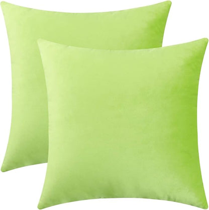 Jeneoo Velvet Throw Pillow Covers 20x20 Inch 2 Pack, Super Soft Thick Decorative Square Cushion Cases for Sofa Couch Bedroom Car,Lime Green