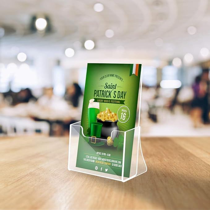 NIUBEE 6 Pack 8.5'' x 5.5'' Acrylic Bi-fold Brochure Holder,Clear Plastic Counter top Flyer Organizers