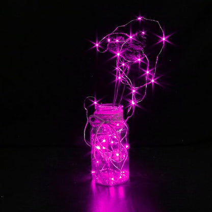 CYLAPEX 6 Pack Pink Fairy Lights String Battery Operated Fairy Lights Firefly Lights LED Starry String Lights 3.3ft 20 LEDs Silvery Copper Wire for Christmas DIY Decoration Costume Wedding Party