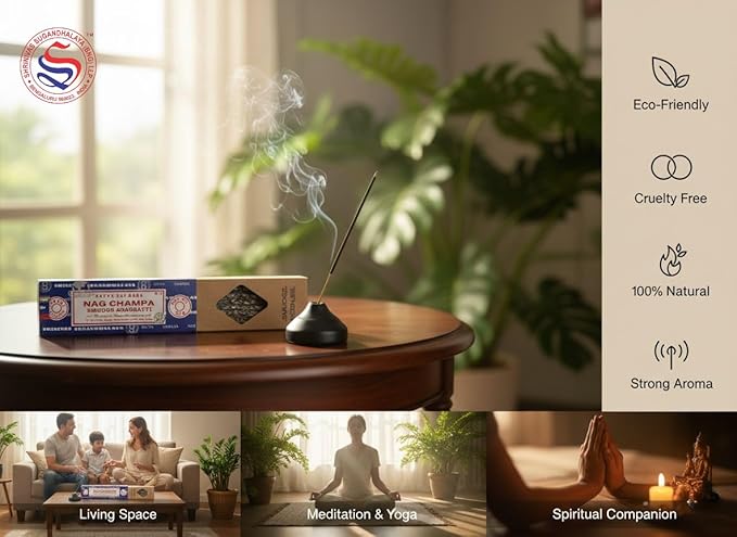 Satya Smudge Incense Stick – Hand-Rolled Indian Masala Incense for Meditation, Yoga & Spiritual Cleansing Pack of 6 (Smudge Nag Champa)
