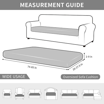 Easy-Going Waterproof Couch Cushion Covers for Couches and Sofas, Stretch Jacquard Sofa Seat Cover Replacement for Dogs, Pets&Kids, Durable Furniture Protector for Oversized Sofa Cushions, Lake Blue