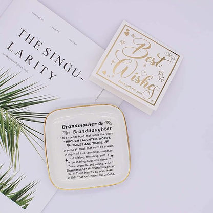 Grandma Jewelry Dish Ring Tray Plate,Unique Grandma Birthday Christmas Meaningful Gifts for Grandma from Grandchild - It’s A Special Bond