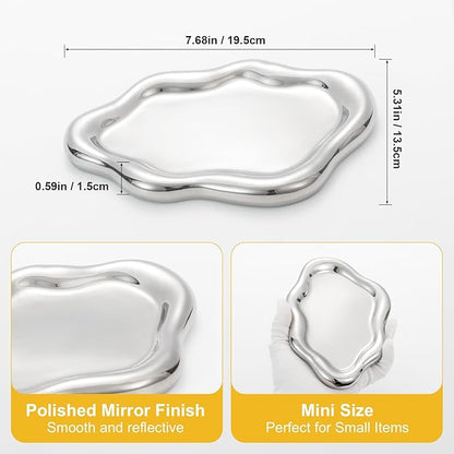 Silver Ceramic Cloud Jewelry Dish Tray, Elegant Trinket Dish for Rings/Earrings/Bracelets/Watch/Keys, Vanity Perfume & Key Tray, Gift for Women’s Birthday/Mother’s Day/Valentine’s Day