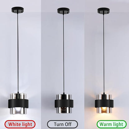 Pendant Lights Kitchen Island Lighting,7 Inch Adjustable Mini Glass Haning Lights for Entrance Aisle Decorative Lighting Fixture for Dining and Bar Table (2 Pack Matte Black)