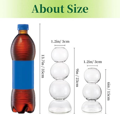Glass Bubble Vases for Flowers, Hewory 2pcs Clear Unique Cute Single Flower Vase for Centerpieces, Funky Aesthetic Vase Skinny Bud Vase, Cool Groovy Decor for Home Living Room Bedroom Office Tabletop
