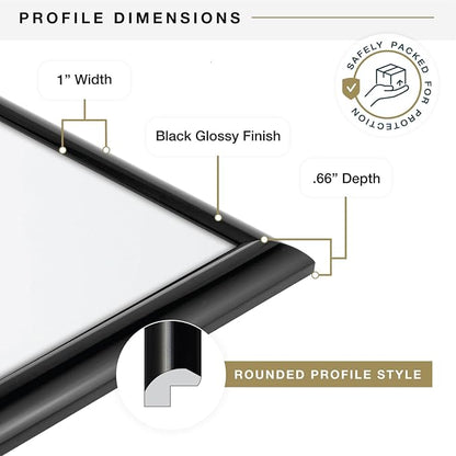 MCS Trendsetter 16x20 Poster Frame Black High-Gloss, Vertical & Horizontal Wall Hanging Large Picture Frame for Photos, Posters & Art Prints (1-Pack)
