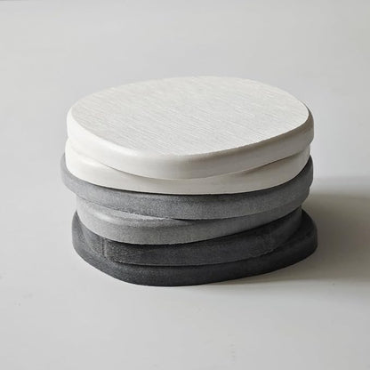 Diatomaceous Earth Coasters Set of 6 for Drinks, Moisture Water Absorbent Stone Coasters for Table Desk at Work, Water Absorbing Instant Drying Diatomite, Modern Grey and White